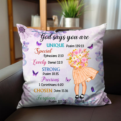 Family - Granddaughter Daughter God Says You Are Hugging Flowers - Personalized Pillow (TB) - Makezbright Gifts