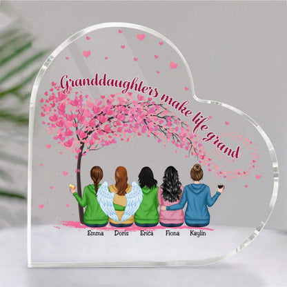 Family - Granddaughters Make Life Grand - Personalized Acrylic Plaque (LH) - Makezbright Gifts