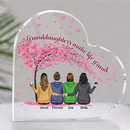 Family - Granddaughters Make Life Grand - Personalized Acrylic Plaque (LH) - Makezbright Gifts