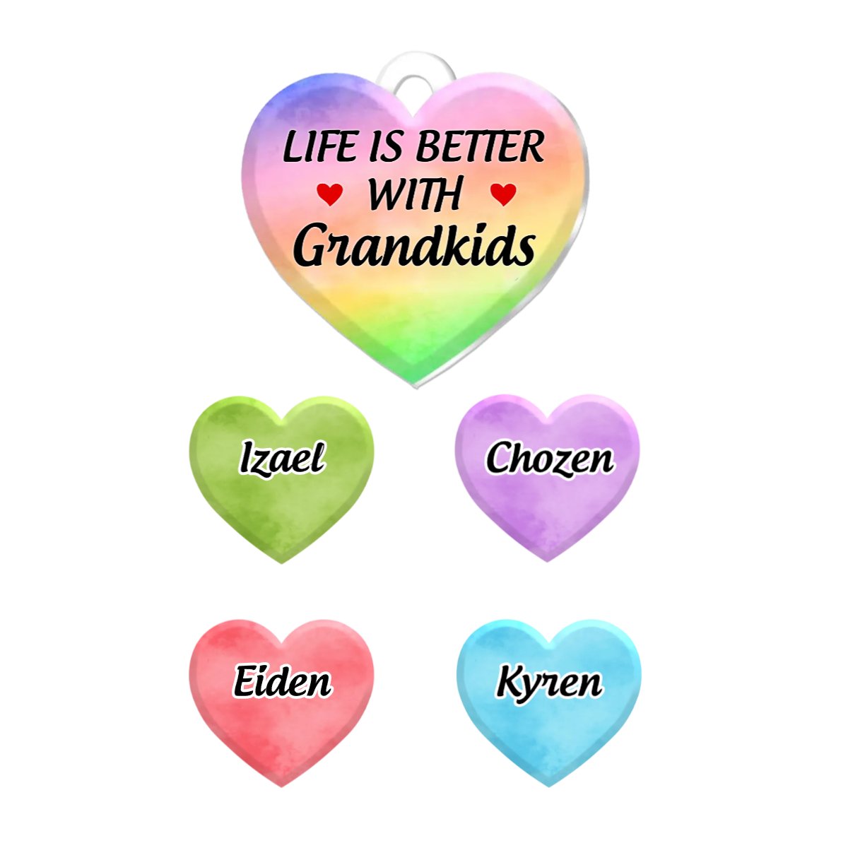 Family - Grandkids Make Life Grand - Personalized Acrylic Custom Keychain - Makezbright Gifts