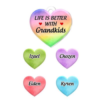 Family - Grandkids Make Life Grand - Personalized Acrylic Custom Keychain - Makezbright Gifts