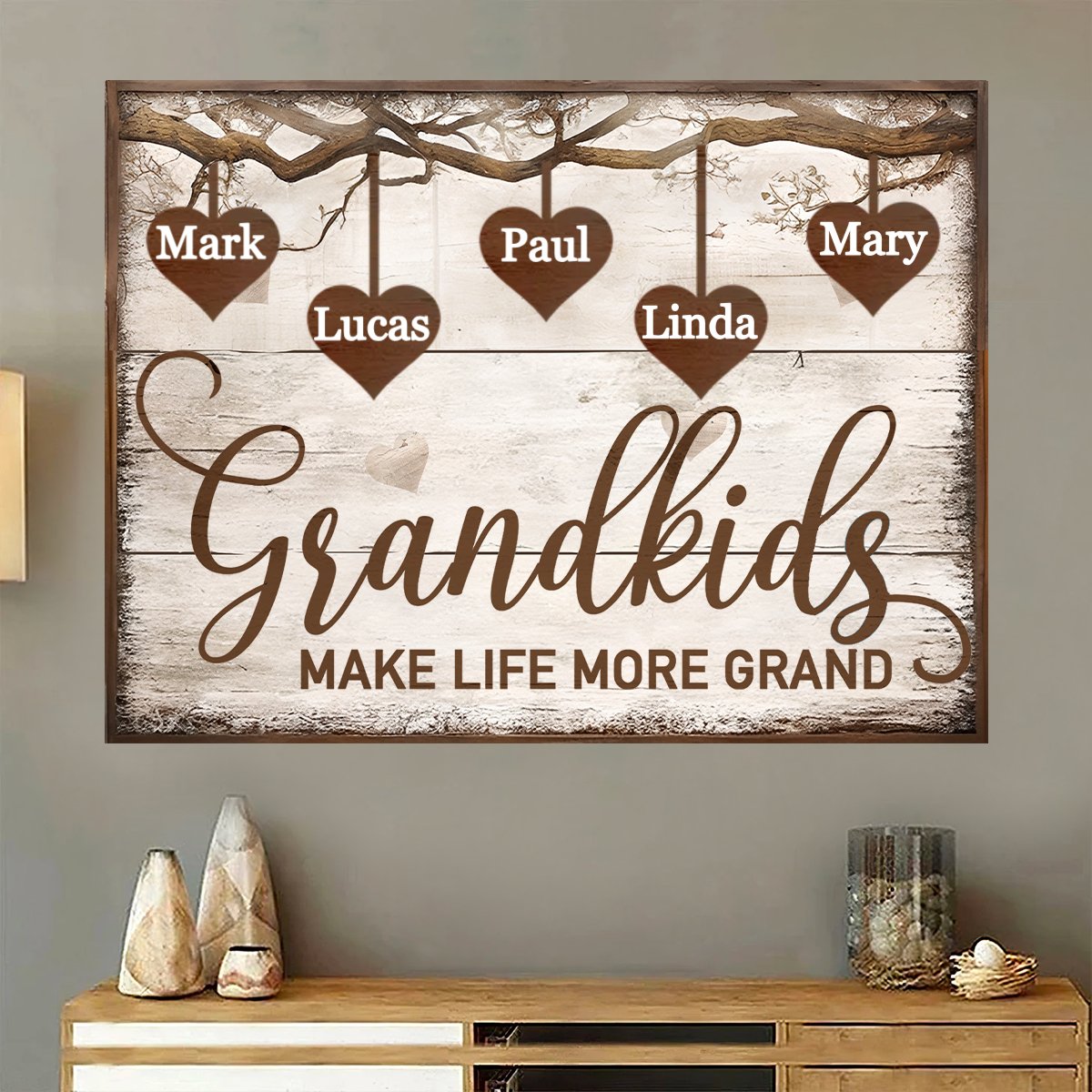 Family - Grandkids Make Life More Grand - Personalized Poster - Makezbright Gifts