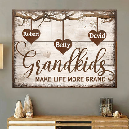 Family - Grandkids Make Life More Grand - Personalized Poster - Makezbright Gifts