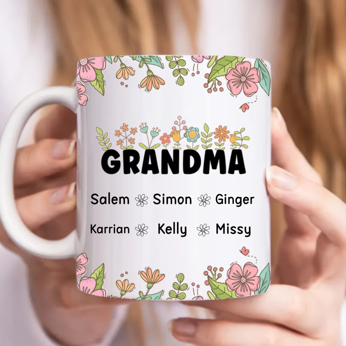 Family - Grandma Floral - Personalized Mug - Makezbright Gifts