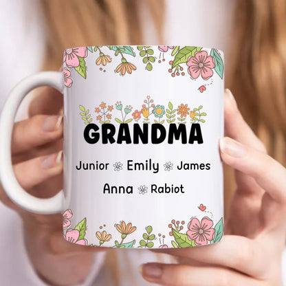 Family - Grandma Floral - Personalized Mug - Makezbright Gifts