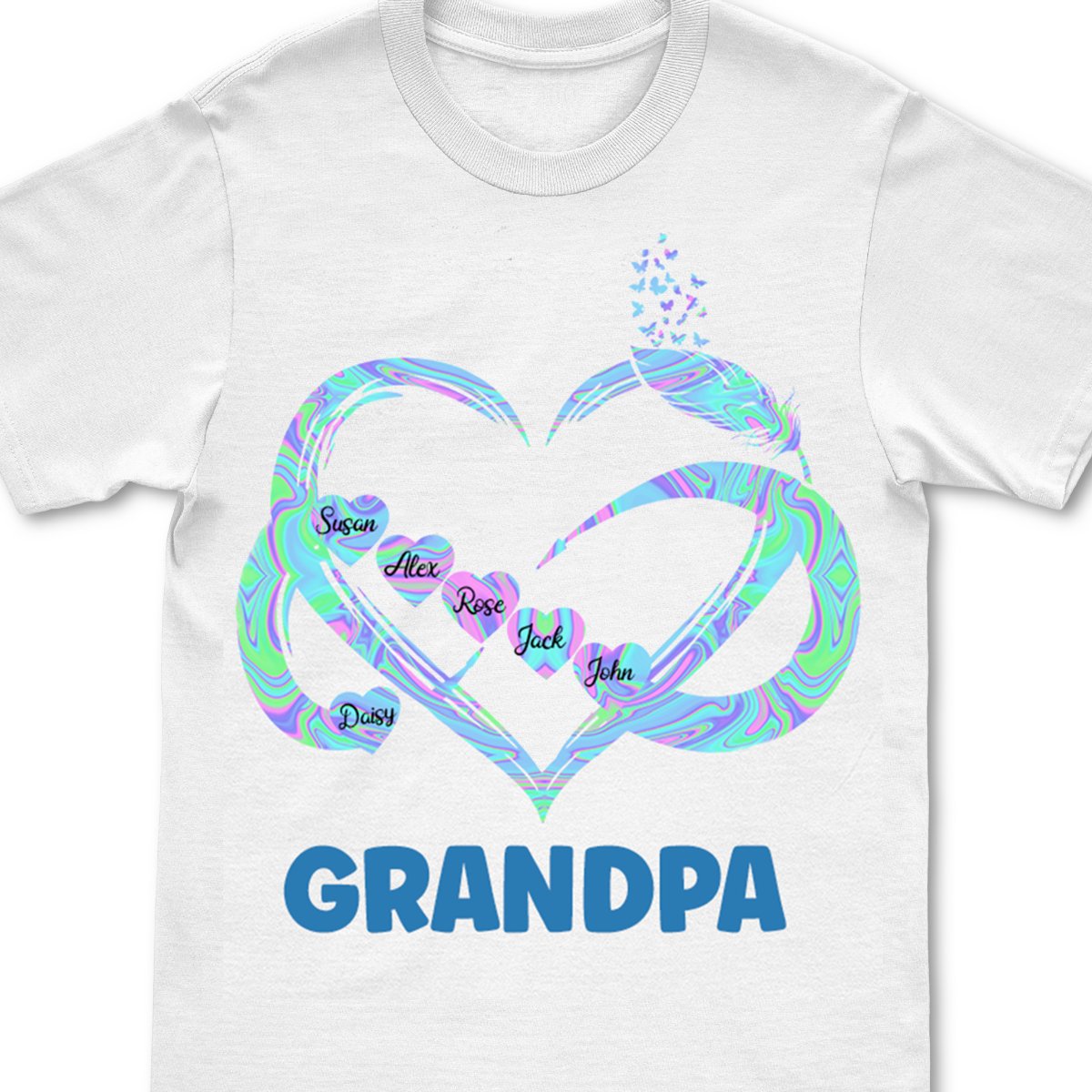 Family - Grandma Grandkids Heart Infinity Love Family - Personalized Unisex T - shirt - Makezbright Gifts