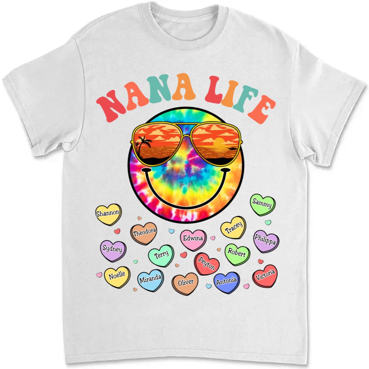 Family - Grandma Life Beach Summer Smiley Face Vacation - Personalized T - Shirt (TT) - Makezbright Gifts