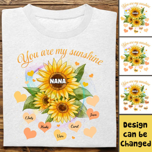 Family - Grandma Sunflower You Are My Sunshine - Personalized Unisex T - shirt - Makezbright Gifts