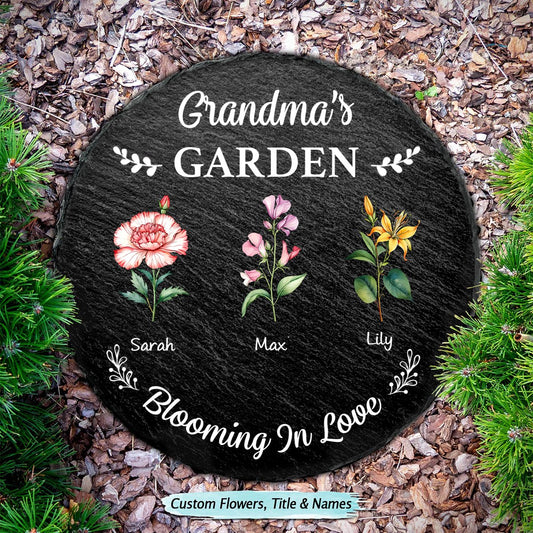 Family - Grandma's Garden Blooming For You - Personalized Memorial Stone - Makezbright Gifts