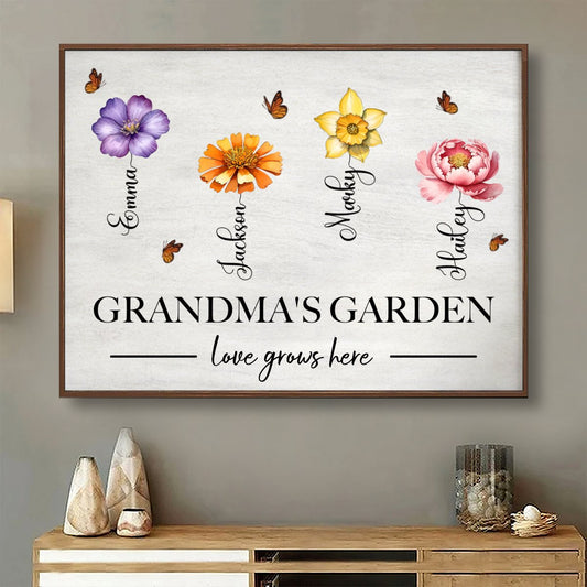 Family – Grandma‘s Garden Love Grows Here - Personalized Poster (II) - Makezbright Gifts