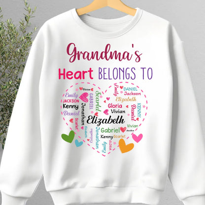 Family - Grandma's Heart Belongs To - Personalized Unisex T - shirt, Hoodie, Sweatshirt - Makezbright Gifts