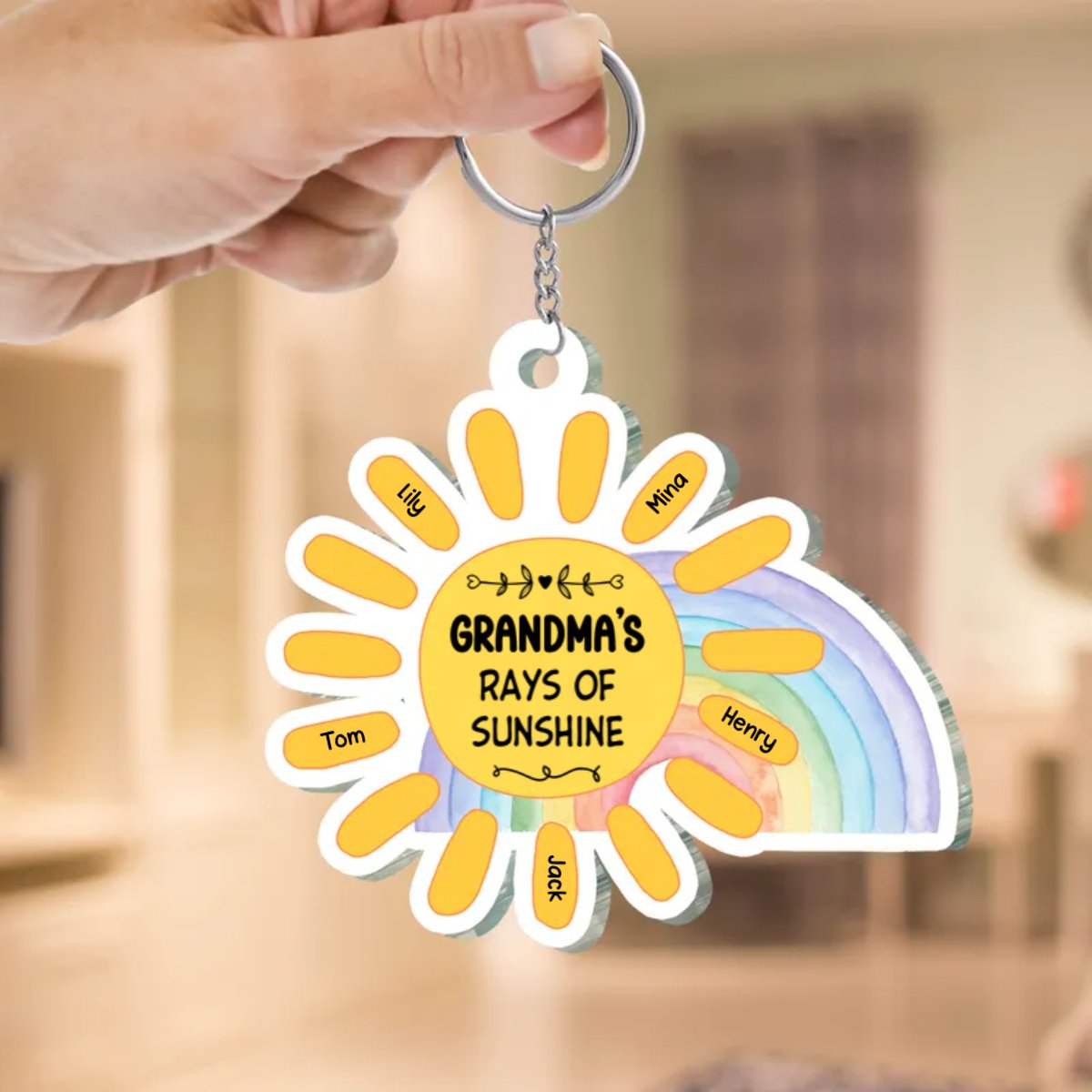 Family - Grandma's Rays Of Sunshine - Personalized Window Hanging Suncatcher Ornament - Makezbright Gifts