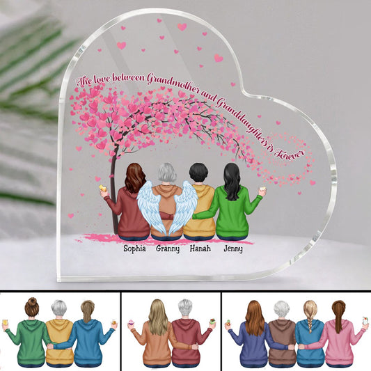 Family - Grandmother & Granddaughters Forever Linked Together - Personalized Acrylic Plaque (LH) - Makezbright Gifts