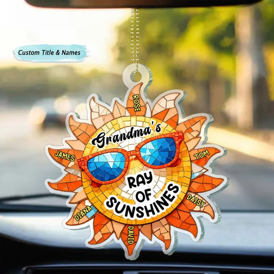 Family - Grandmother Rays Of Sunshine - Personalized Acrylic Car Hanger - Makezbright Gifts