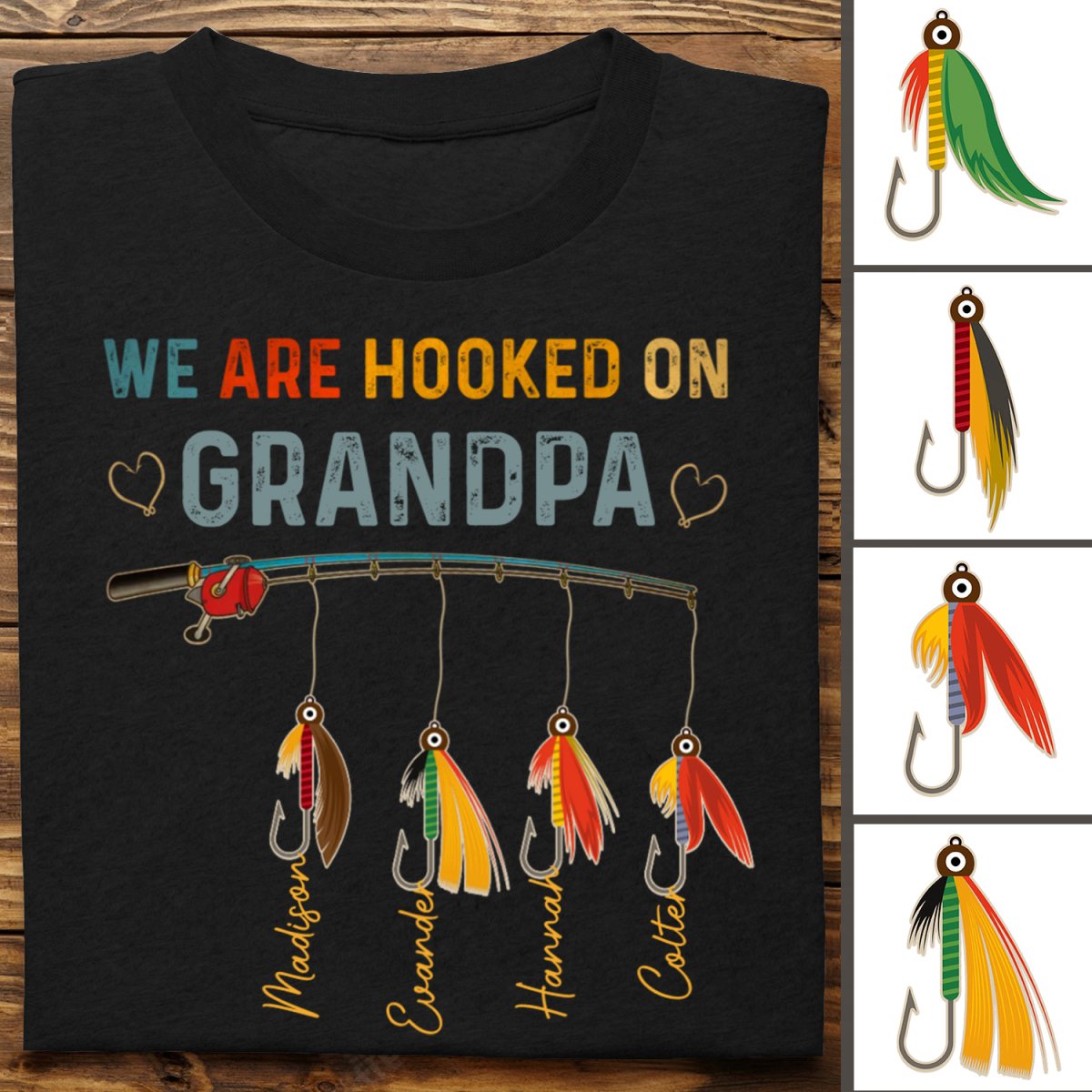 Family - Grandpa Fishing Lure - Personalized Unisex T - Shirt - Makezbright Gifts