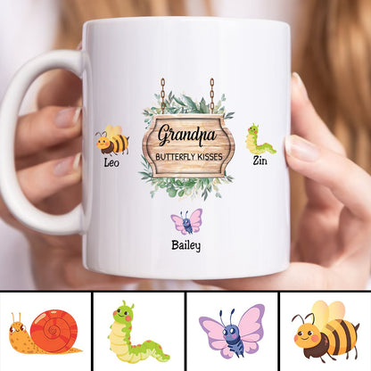 Family - Grandpa's Butterfly Kisses - Personalized Mug - Makezbright Gifts