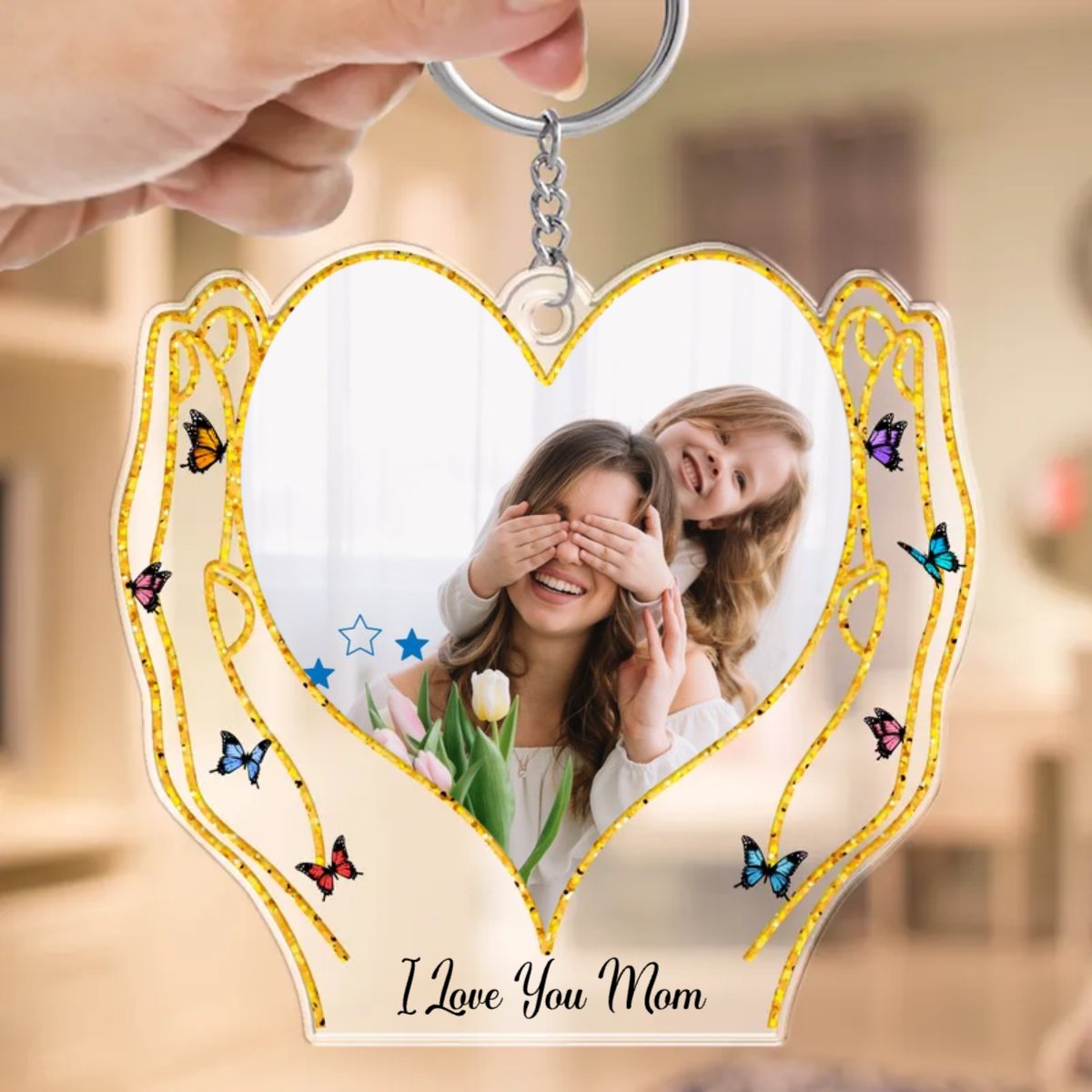 Family - Hands Holding Love - Personalized Acrylic Keychain (HJ) - Makezbright Gifts