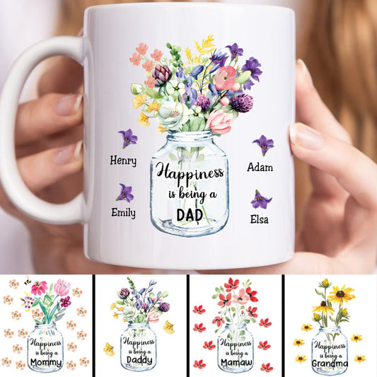 Family - Happiness Is Being A Dad - Personalized Mug - Makezbright Gifts