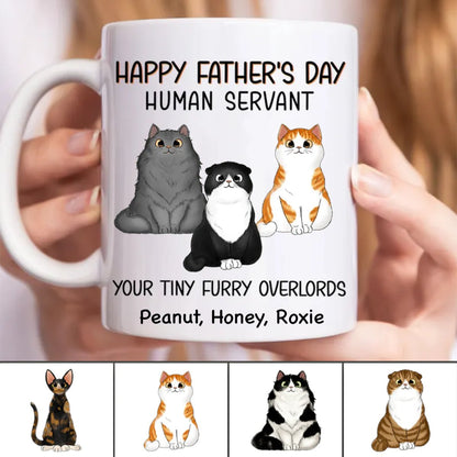 Family - Happy Father‘s Day Cat Human Servant - Personalized Mug - Makezbright Gifts