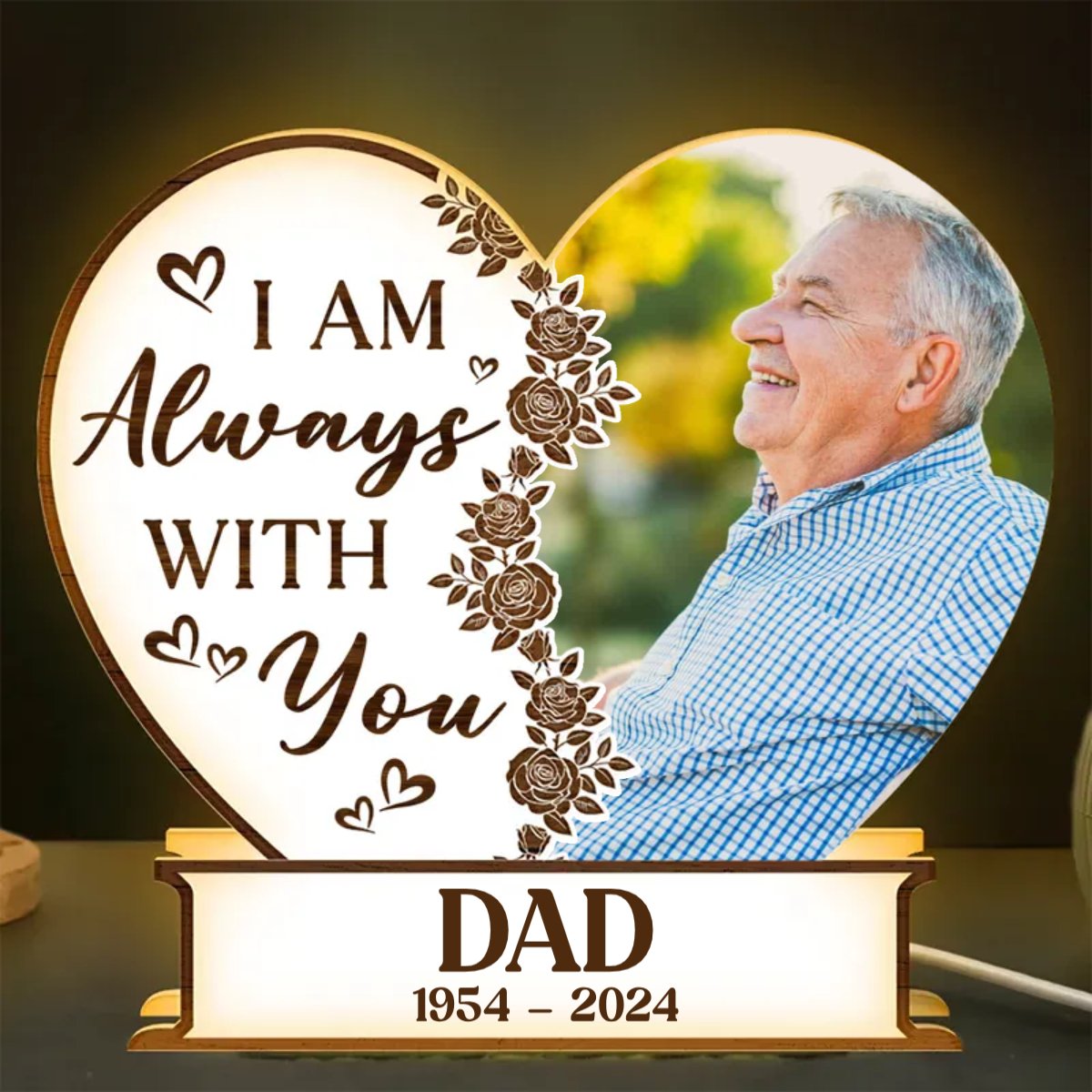 Family - I Am Always With You Heart - Shaped - Personalized Photo Light Box - Makezbright Gifts