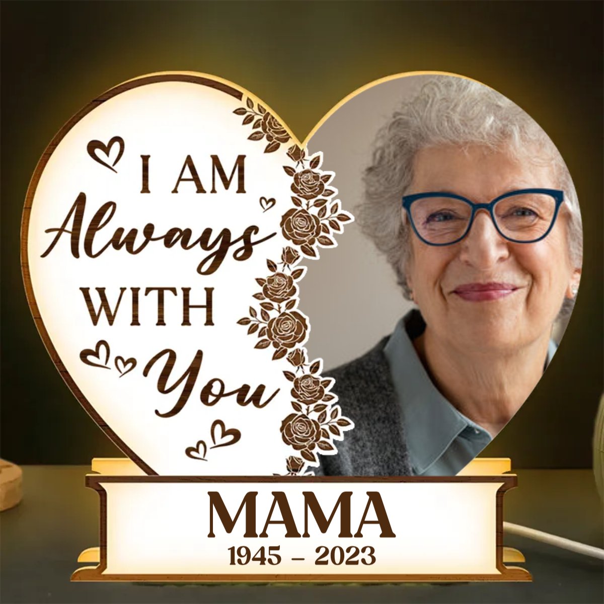 Family - I Am Always With You Heart - Shaped - Personalized Photo Light Box - Makezbright Gifts