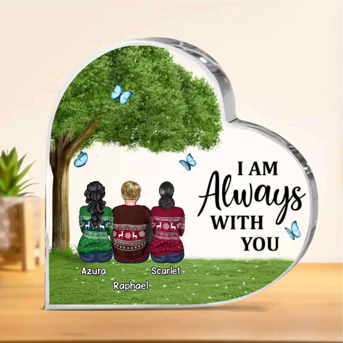 Family - I Am Always With You - Personalized Heart Acrylic Plaque - Makezbright Gifts