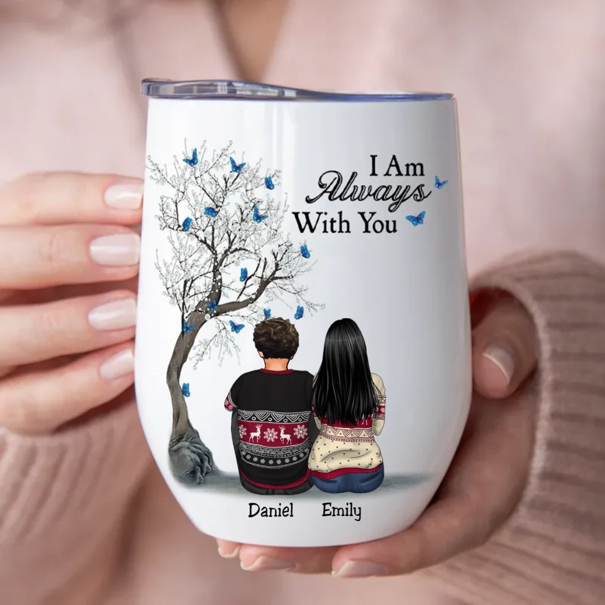 Family - I Am Always With You - Personalized Wine Tumbler (LH) - Makezbright Gifts