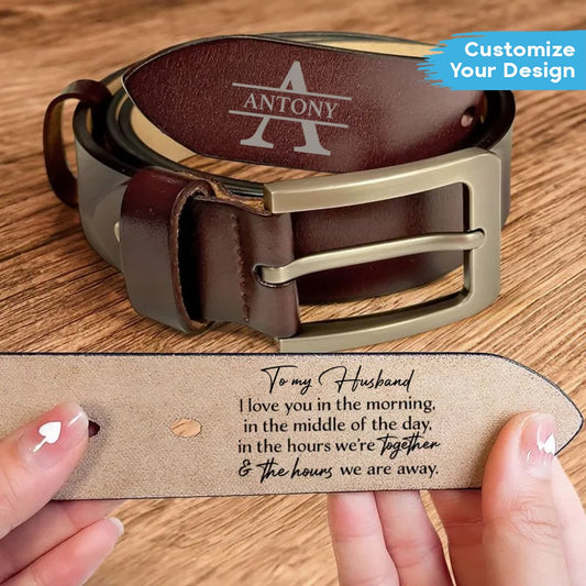 Family - I Love You Every Day - Personalized Engraved Leather Belt - Makezbright Gifts