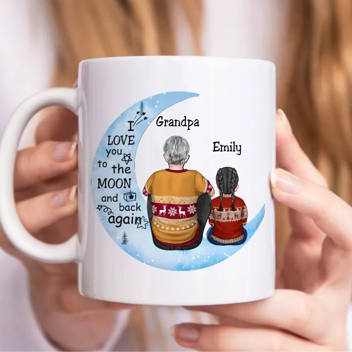 Family - I Love You To The Moon And Back Again - Personalized Mug - Makezbright Gifts