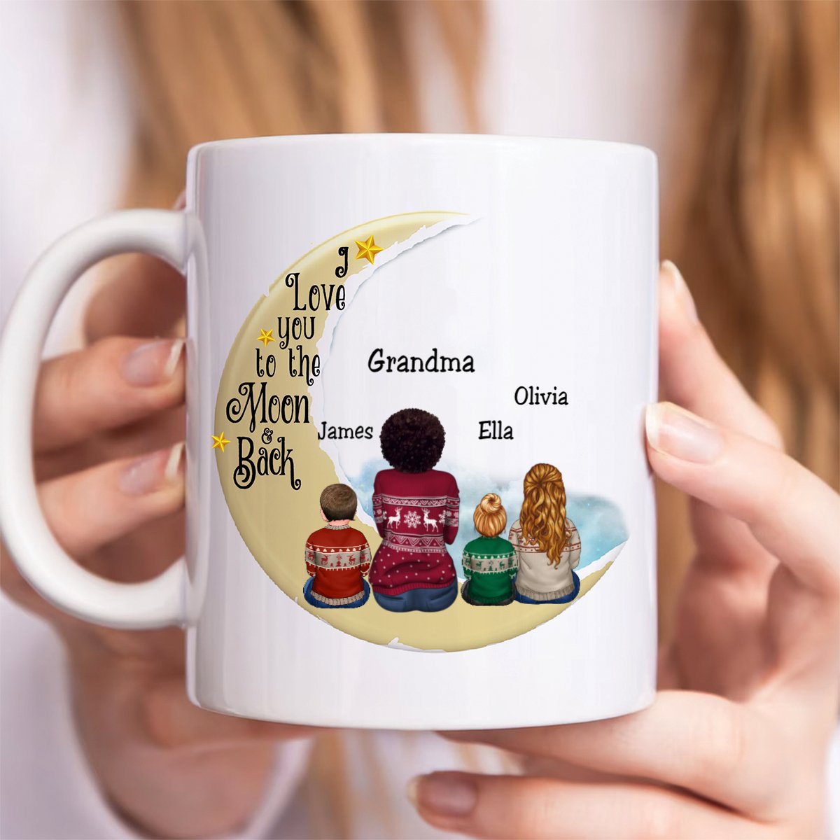 Family - I Love You To The Moon And Back - Personalized Mug - Makezbright Gifts