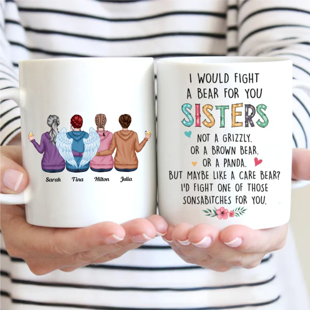 Family - I Would Fight A Bear For You Sisters - Personalized Mug (AA) - Makezbright Gifts