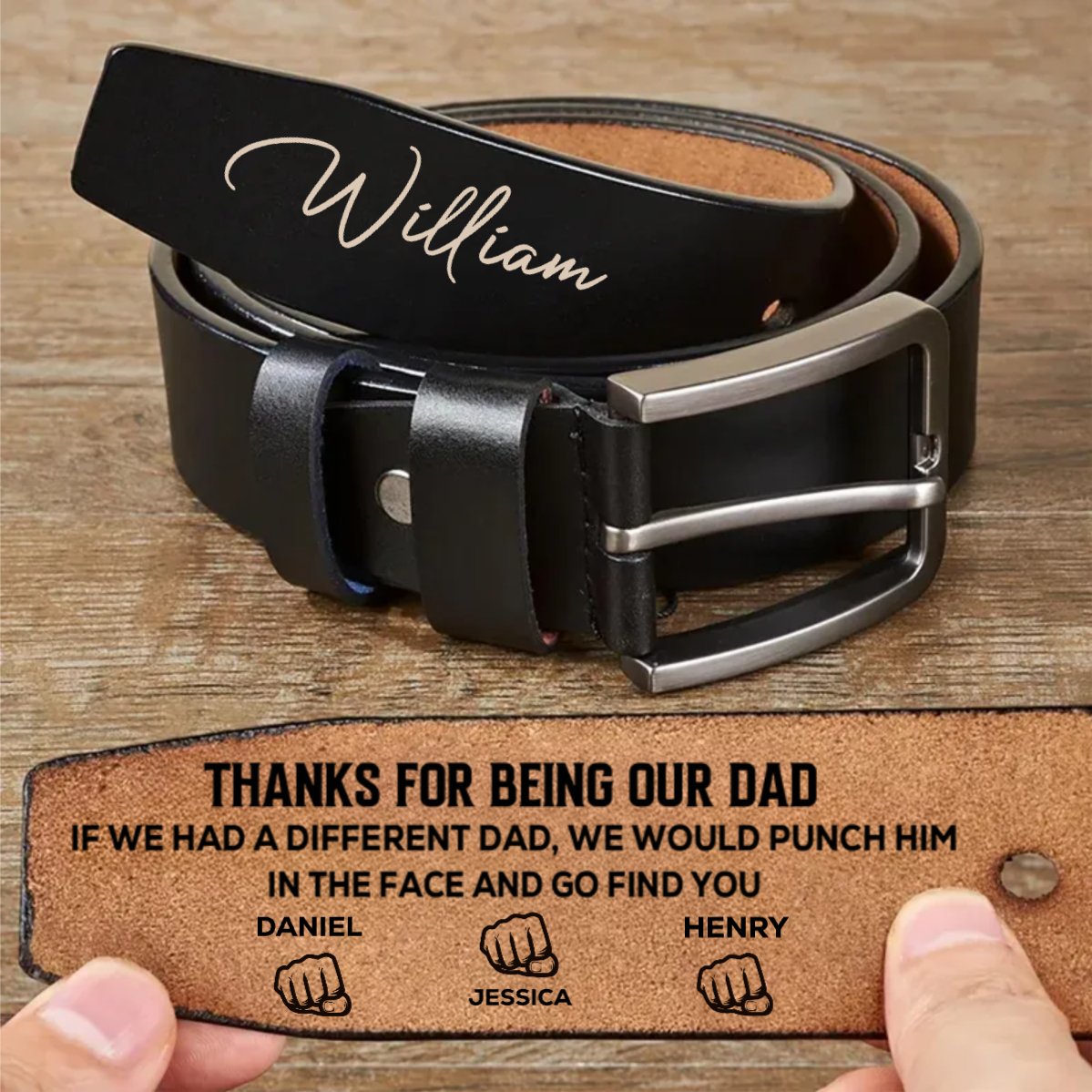 Family - If I Had A Different Dad I Would Punch Him In The Face - Personalized Engraved Leather Belt - Makezbright Gifts