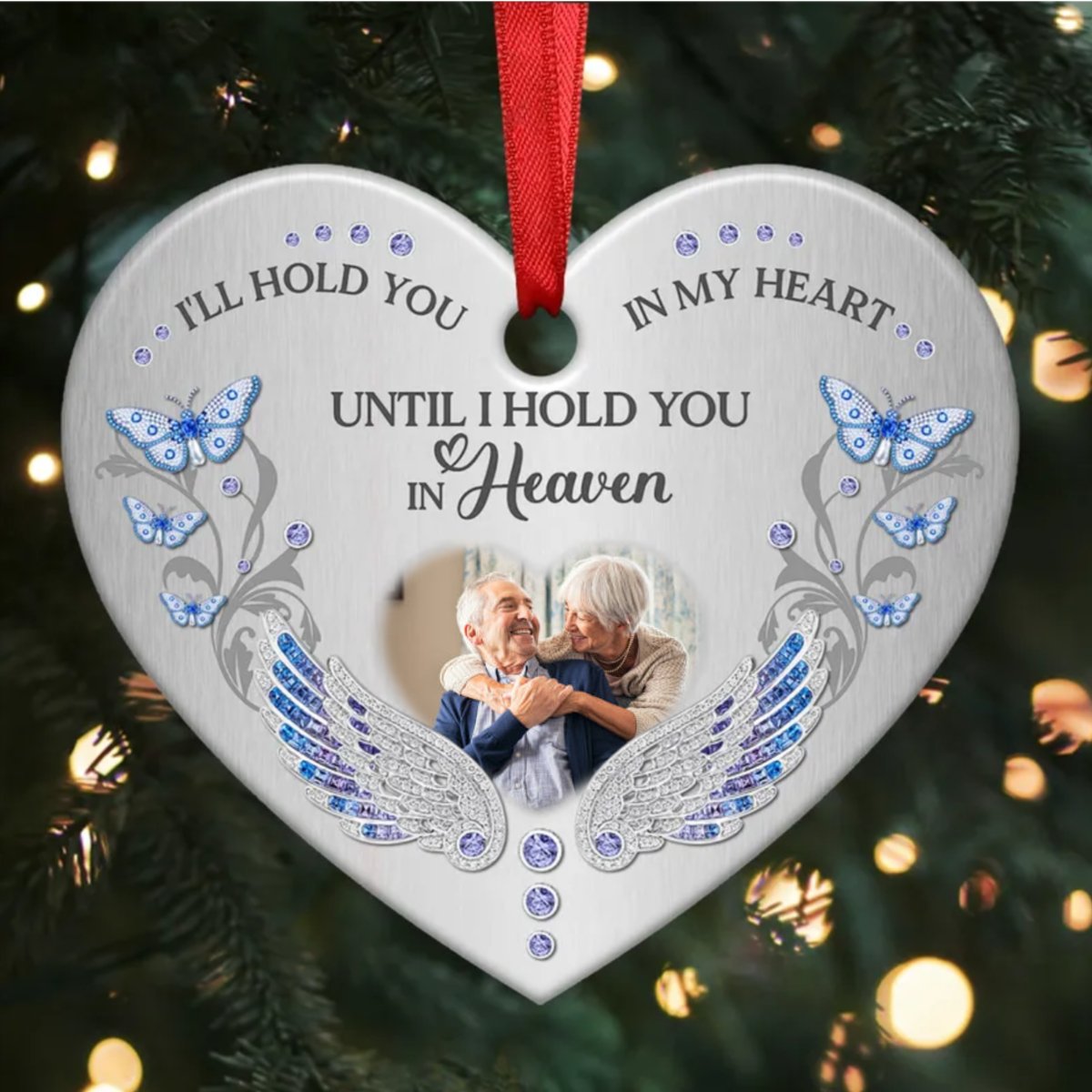 Family - I‘ll Hold You In My Heart Photo Memorial - Personalized Heart Ornament - Makezbright Gifts