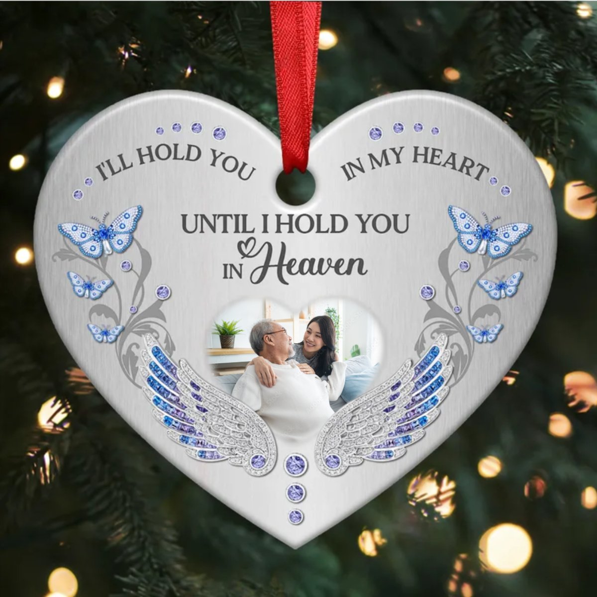 Family - I‘ll Hold You In My Heart Photo Memorial - Personalized Heart Ornament - Makezbright Gifts