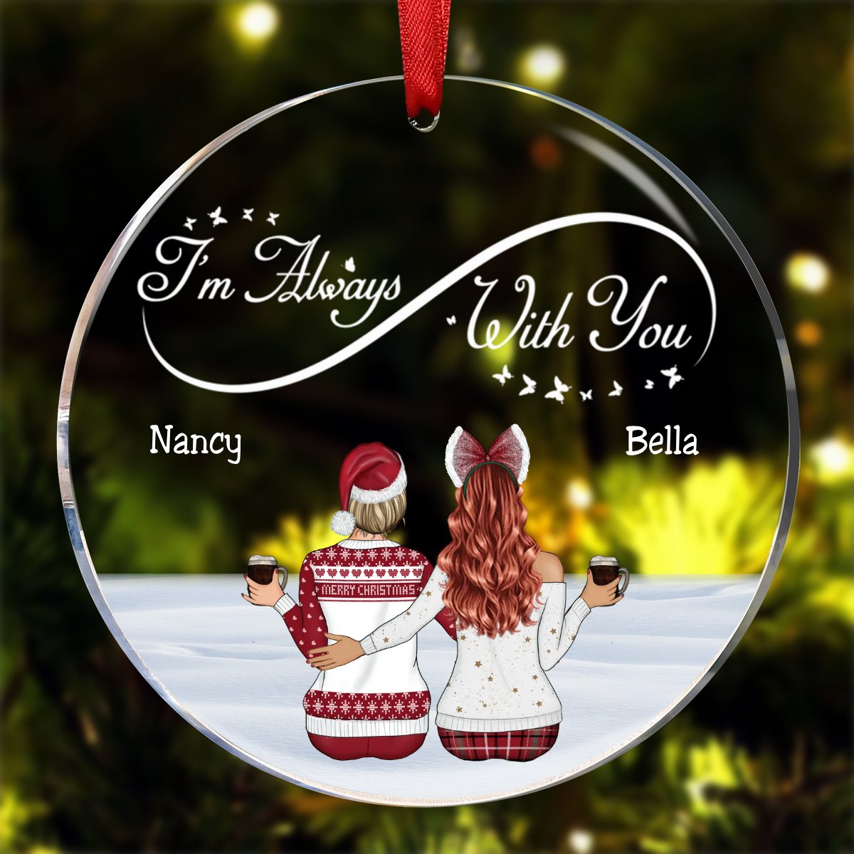 Family - I'm Always With You - Personalized Circle Ornament - Makezbright Gifts