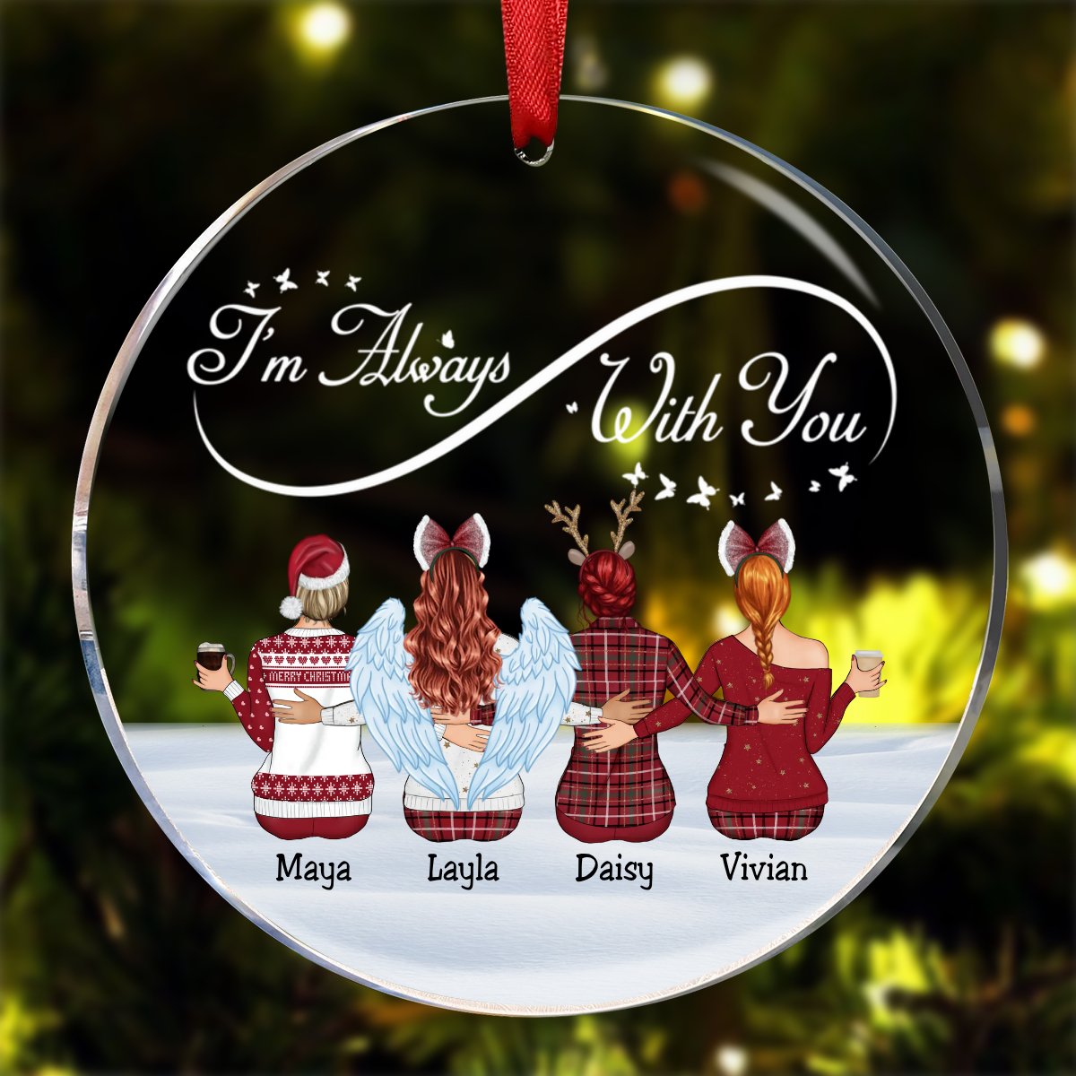 Family - I'm Always With You - Personalized Circle Ornament - Makezbright Gifts