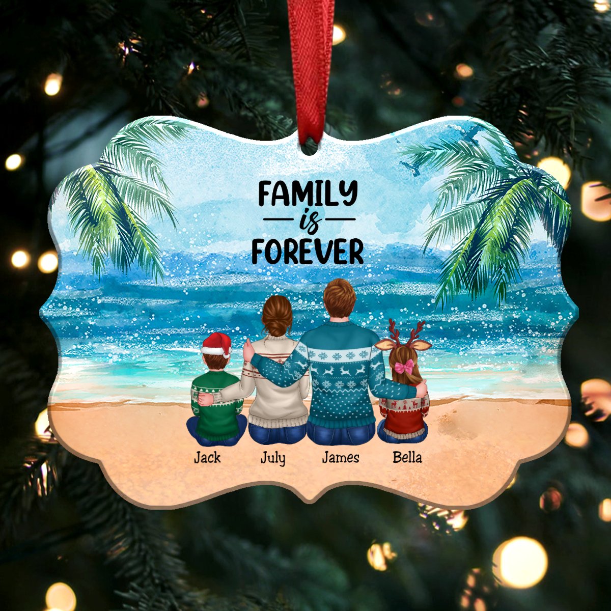 Family Is Forever - Personalized Acrylic Ornament - Family Memorial Gift - Makezbright Gifts