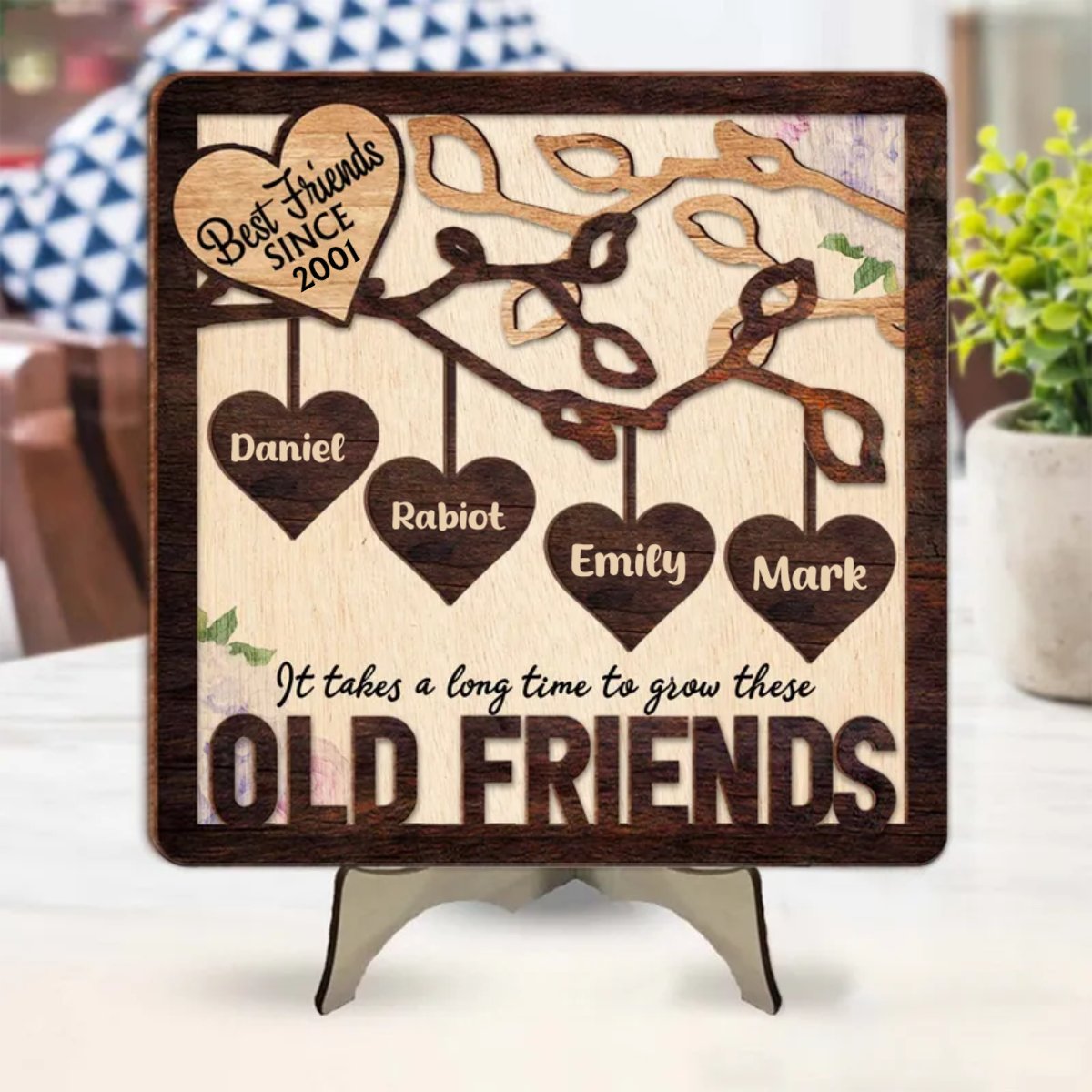 Family - It's Take A Long Time To Grow - Personalized 2 - Layered Wooden Plaque - Makezbright Gifts