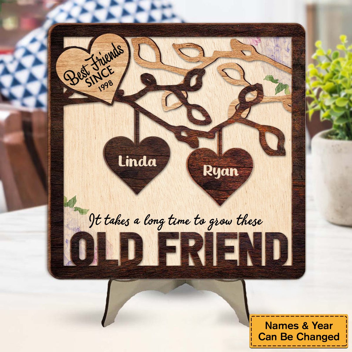 Family - It's Take A Long Time To Grow - Personalized 2 - Layered Wooden Plaque - Makezbright Gifts