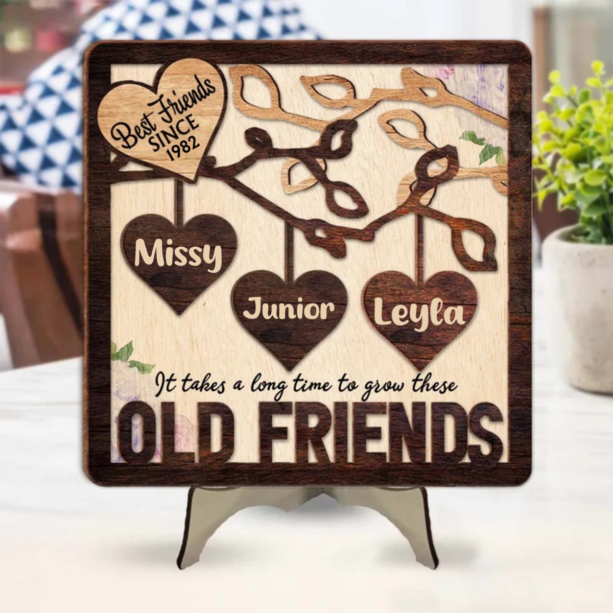 Family - It's Take A Long Time To Grow - Personalized 2 - Layered Wooden Plaque - Makezbright Gifts