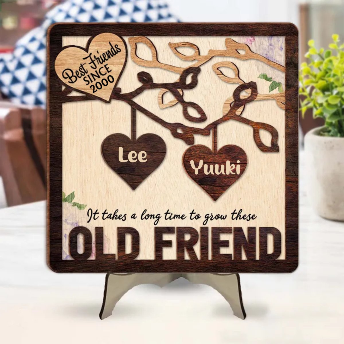 Family - It's Take A Long Time To Grow - Personalized 2 - Layered Wooden Plaque - Makezbright Gifts