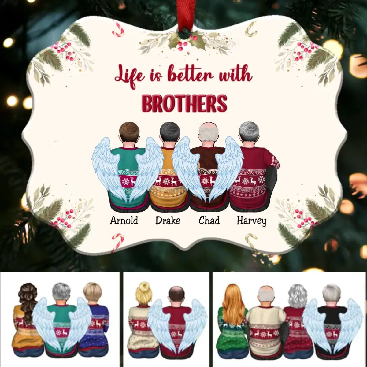 Family - Life Is Better With Brothers - Personalized Christmas Ornament - Makezbright Gifts