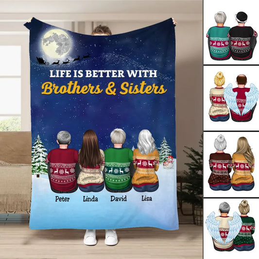 Family - Life Is Better With Brothers & Sisters - Personalized Blanket - Makezbright Gifts