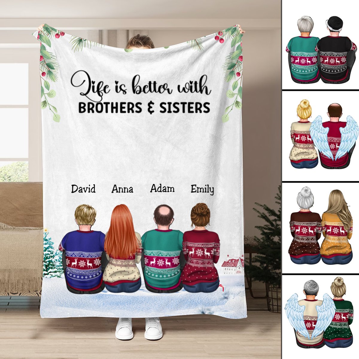 Family - Life Is Better With Brothers & Sisters - Personalized Blanket (NM) - Makezbright Gifts