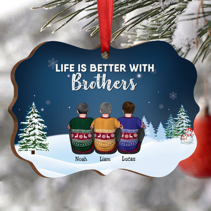 Family - Life Is Better With Brothers & Sisters - Personalized Christmas Ornament - Makezbright Gifts