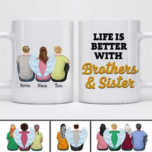 Family - Life Is Better With Brothers & Sisters - Personalized Mug (Ver 5) - Makezbright Gifts