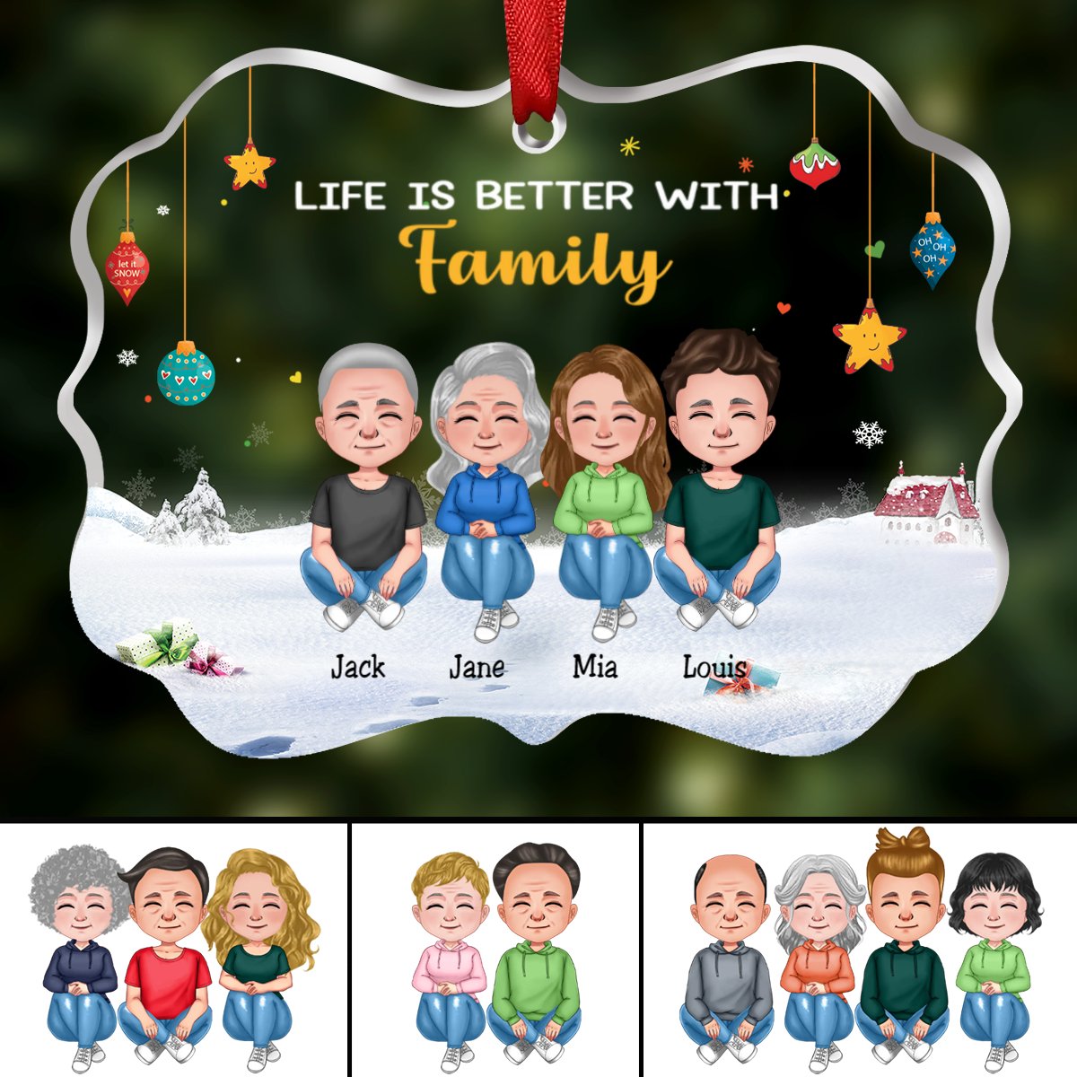 Family - Life Is Better With Family - Personalized Acrylic Ornament - Makezbright Gifts