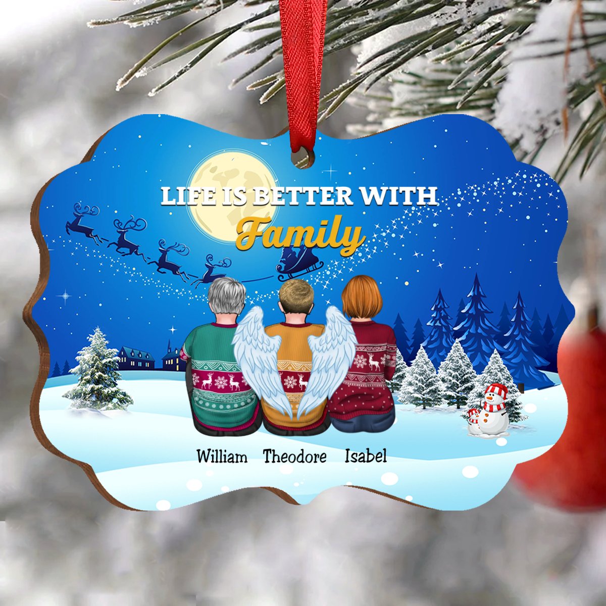 Family - Life Is Better With Family - Personalized Christmas Ornament - Makezbright Gifts