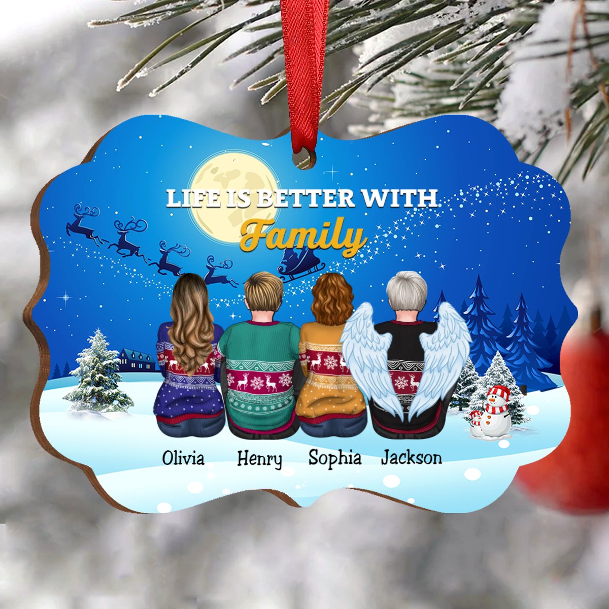 Family - Life Is Better With Family - Personalized Christmas Ornament - Makezbright Gifts