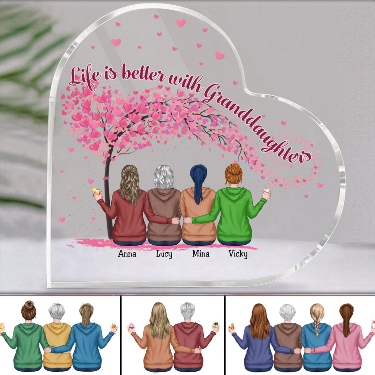 Family - Life Is Better With Granddaughters - Personalized Acrylic Plaque (LH) - Makezbright Gifts